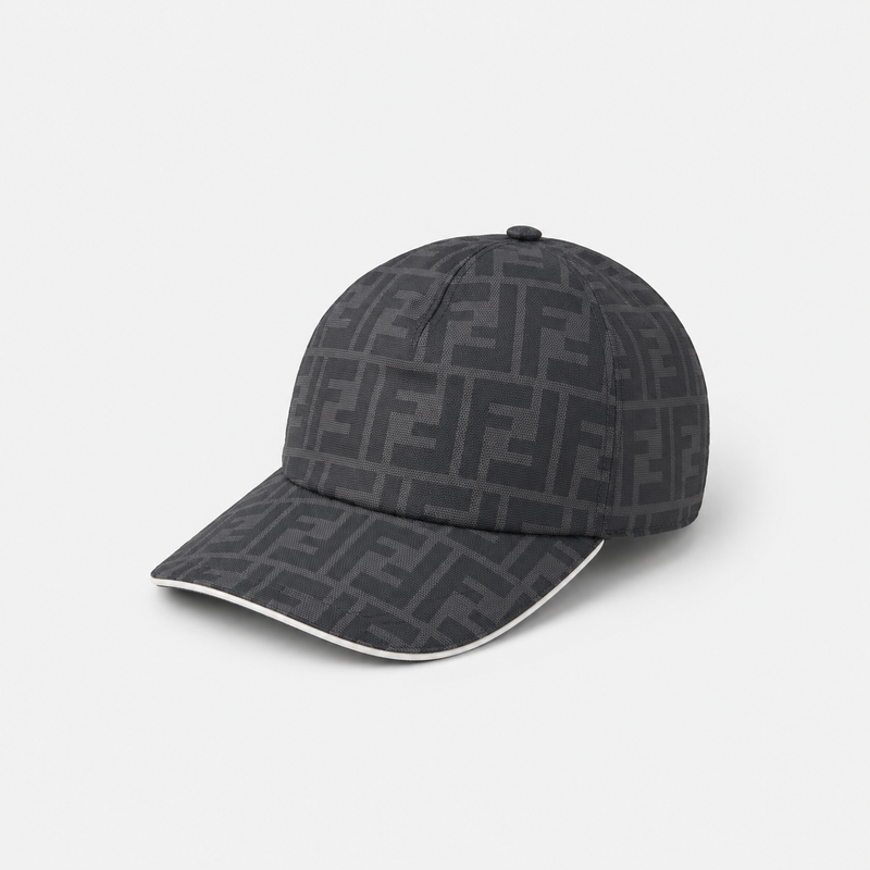 Casquette motif F Noire bord Blanc
